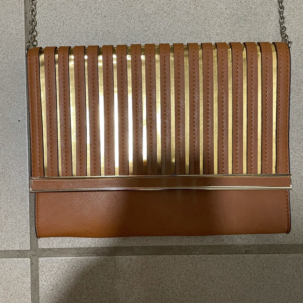 BROWN AND GOLD CLUTCH